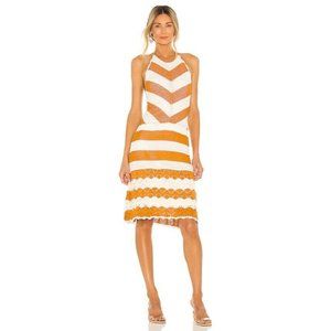 BCBGeneration Sweater Halter Dress Ivory Caramel Spice Orange Crochet S